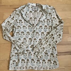 Bell by Alicia Bell Floral Boho Tunic 100% Cotton Blouse Size 10
